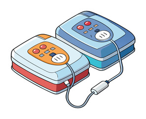 Medical devices for measuring blood pressure and blood glucose on a white background