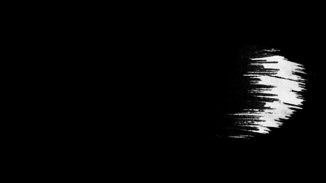 A few moments later grunge text transition for intro animation isolated on black background