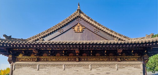 Asia, China, Xi'an, Great Wild Goose Pagoda, 11-November-2025, detail of a temple