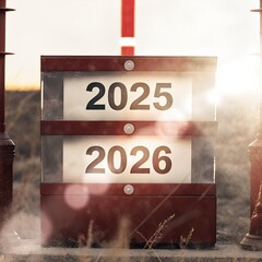 Countdown to 2026. Loading year from 2025 to 2026. New year start concept. stock photo