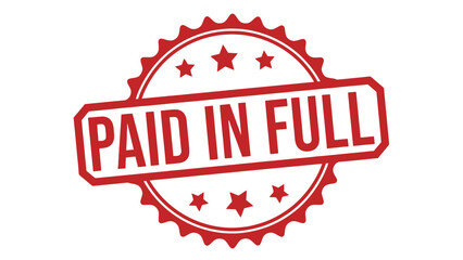 Red Paid in Full stamp with stars on white background