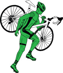 Obraz premium cyclist-cyclocross-bike-run