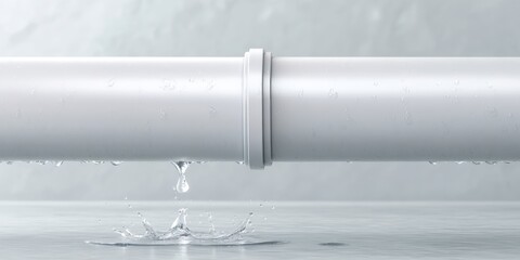 The Pipe Dripping Clear Water and Creating a Splash on a Smooth Surface