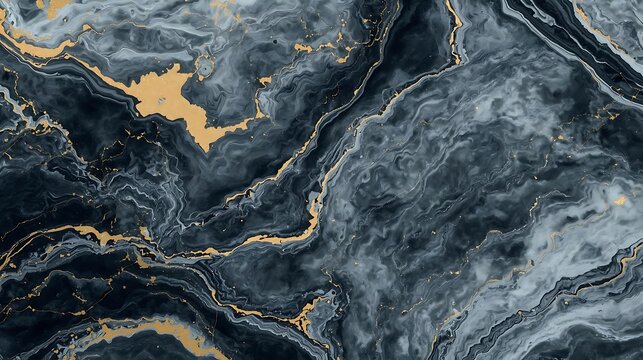 Black and Grey Marble Abstract with Gold Veins