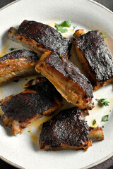Pork ribs on plate