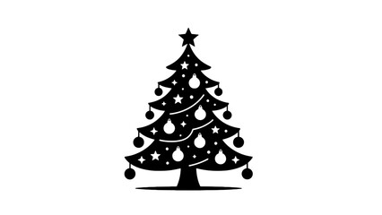 Decorated Christmas tree with ornaments and star on top