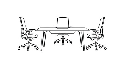 Modern office furniture with table and chairs in minimalist style