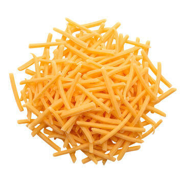 Heap of shredded cheese isolated on transparent background