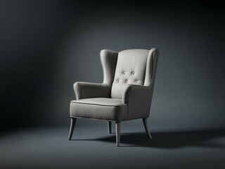 Grey Wingback Armchair with Button Tufting wingback chair
