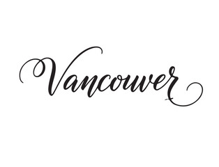 Vancouver in calligraphy style white background.
