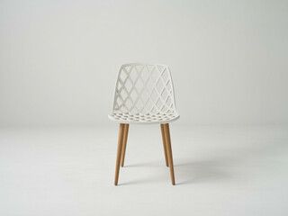 White Modern Chair with Wooden Legs clean contempor