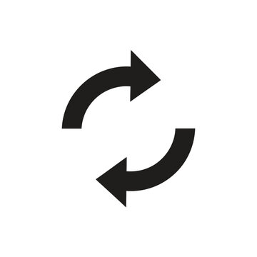 a simple black and white graphic depicts two curved arrows facing opposing directions symbolizing a cyclical or reversible process high quality professional