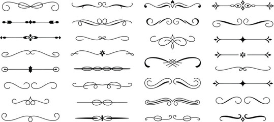 Elegant Vector Divider Lines Collection - Ornate Swirls and Flourishes for Designers and Artists