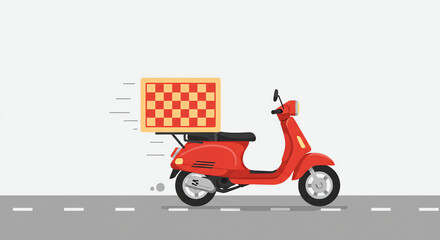 Delivery scooter with checkered box