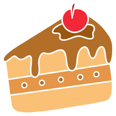 Illustration of Slice of Cake with Cherry
