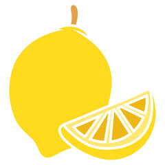 Illustration of a Lemon with a Lemon Wedge