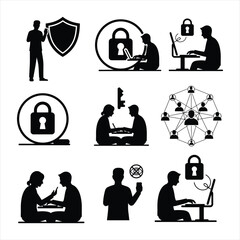 Cyber Security and Data Protection Icons:


Icons for internet security, data protection, and secure online communication.