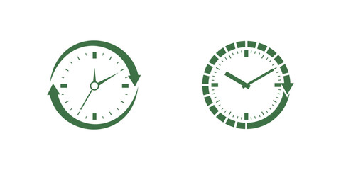 Time icons set with multiple clock and stopwatch symbols, isolated vector illustration on white background, graphic design elements perfect for schedule, timer, reminder, and punctuality concepts