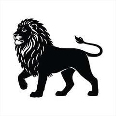 Majestic Lion Silhouette:
Powerful male lion silhouette with a large mane walking