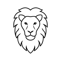 Fototapeta premium lion head and neck black and white line art