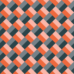 Pattern designed from blocks of peach, orange, grey and dark grey rectangles