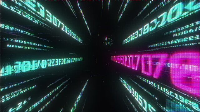 4K Cyber data security tunnel animation, AI system code stream visualization overlay, digital encryption signal flow, futuristic interface visual effect layer