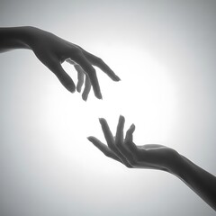 Two Hands Reaching Towards Each Other in Silhouette