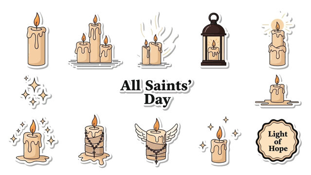 Warm glowing candles and a lantern symbolize remembrance and hope for All Saints' Day - Powered by Adobe