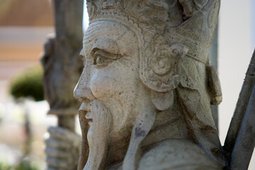 Bangkok, Thailand - 21st December 2025: Close up of Statue at Temple of the Reclining Buddha