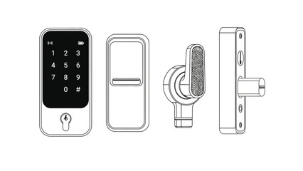 Modern digital door lock with keypad and handle designs