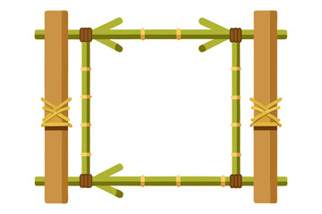 Bamboo frame set with rope bindings, minimal vector style