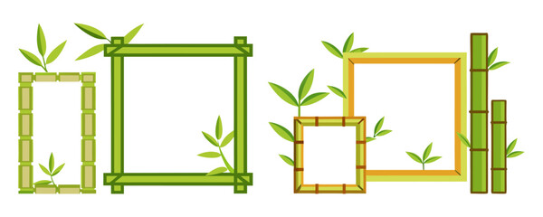 Eco-style bamboo frames, square and horizontal rectangles, flat design