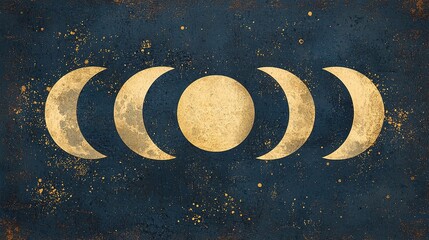 Artistic lunar calendar illustration of moon phases night sky hand-drawn design cosmic environment gigapixel quality