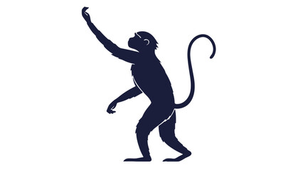 Dark blue monkey silhouette reaching up with one arm
