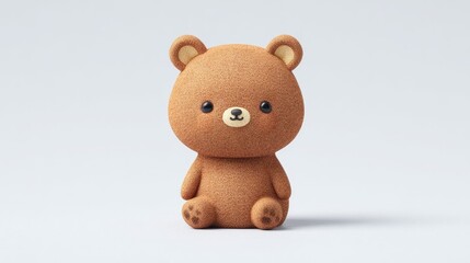 Obraz premium Adorable, fuzzy brown teddy figure sits against a soft, light background