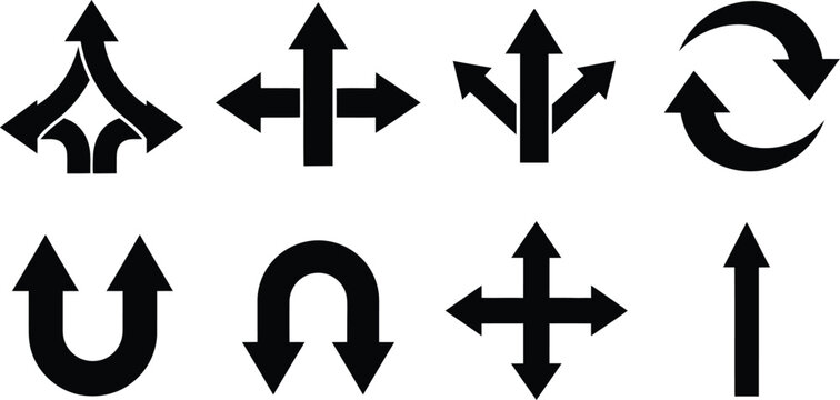 Collection of various directional arrows and symbols