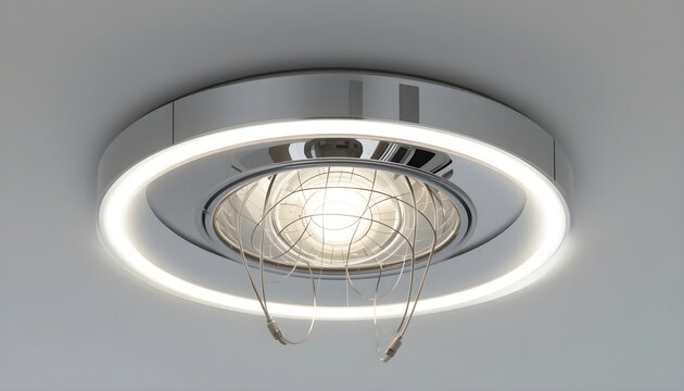 Modern Ceiling Light Fixture with Chrome and LED Ring image photo