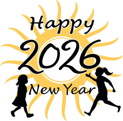 happy-new-year-2026-in-a-sun-silhouette vector design