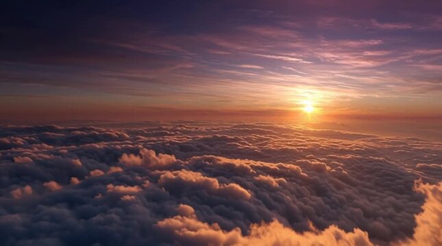 Dramatic sunset above the clouds a stunning aerial perspective