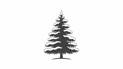 Obraz premium Black Silhouette of a Pine Tree.