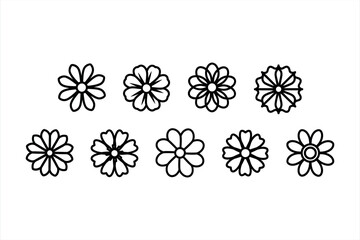 Diverse Outline Blossom Symbols Vector Pack