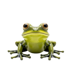 Obraz premium Frogs are amphibians well-known for their ability to jump and croak. This particular frog stands out with its vibrant colors, making it an eye-catching subject