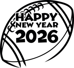 happy-new-year-2026-in-a-football-without white background silhouette vector design 