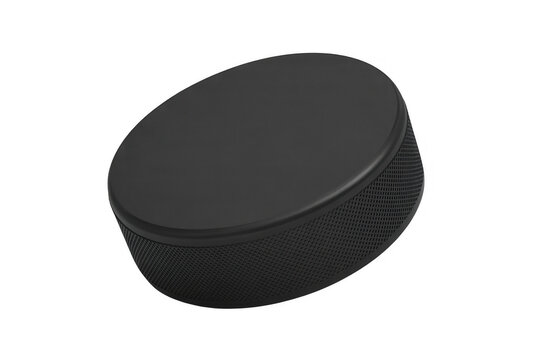 Black hockey puck rubber sports isolated on a transparent background