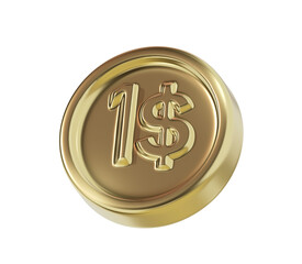gold dollar coin 3D illustration.