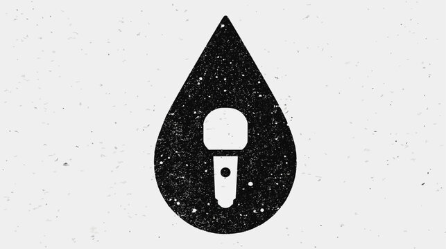 Abstract microphone inside a water drop icon. Concept for audio, music, podcasting, sound streaming, or clean voice recording.