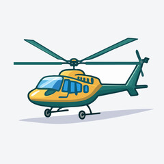 Cartoon Helicopter Illustration on White Background.