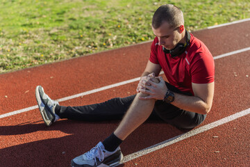Athlete Man Having Knee Pain