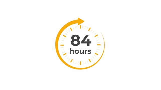 Clock 84 hours icon, isolated on transparent background with alpha channel Clock , timer time passage waiting time animation (4K) , 84 hours