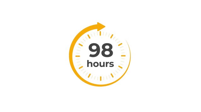 Clock 98 hours icon, isolated on transparent background with alpha channel Clock , timer time passage waiting time animation (4K) , 98 hours